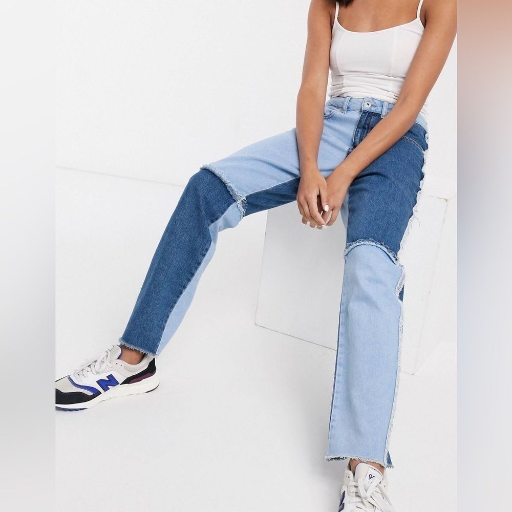 Nwt The Ragged Priest Mom Jeans In Quarter Panel Denim Patchwork 26 — image 3 of 8